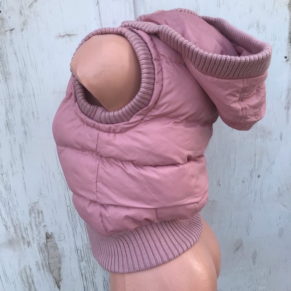 Pink playboy snow bunny puffer vest mauve jacket hoodie coat sexy vintage y2k - Picture 6 of 8